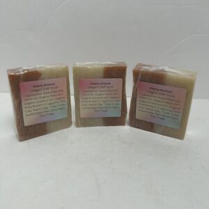 Handmade All Natural Bar Soap Cherry Almond Lot Of 3 Vegan